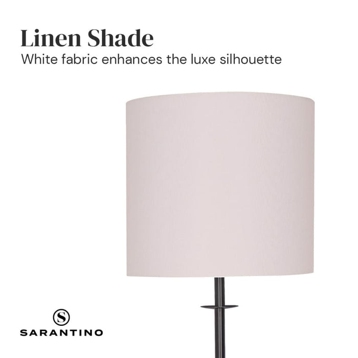Sarantino Concrete & Metal Table Lamp with Off-white Linen