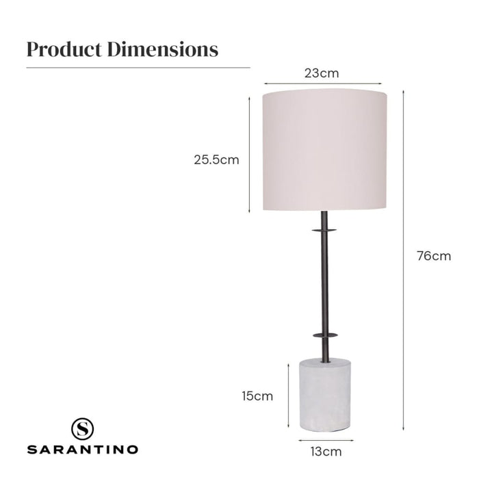 Sarantino Concrete & Metal Table Lamp with Off-white Linen