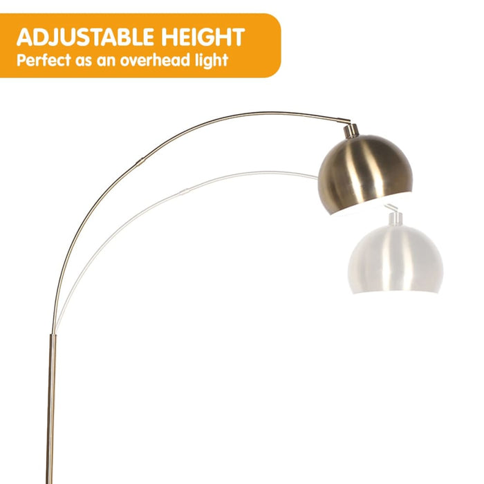 Sarantino Arc Floor Lamp Antique Brass Finish With Marble