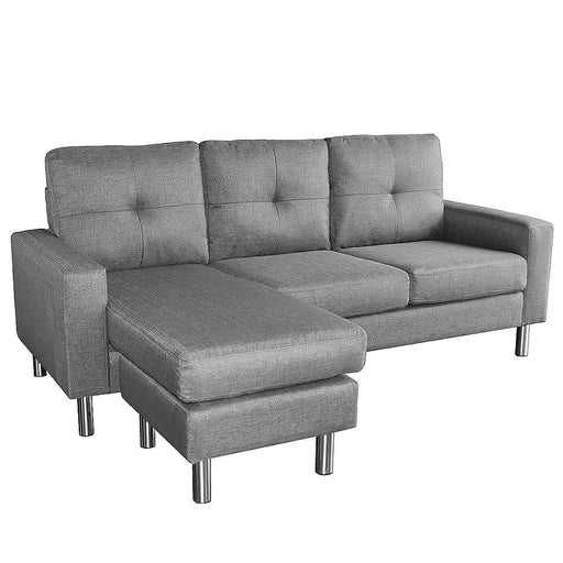 Sarantino Linen Corner Sofa Couch Lounge Chaise With Metal