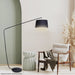 Sarantino Metal Arc Floor Lamp in Black Finish with Linen