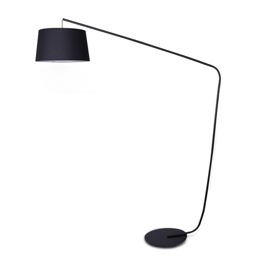 Sarantino Metal Arc Floor Lamp in Black Finish with Linen