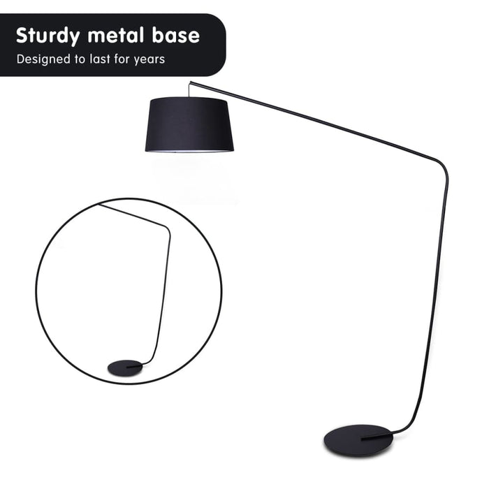 Sarantino Metal Arc Floor Lamp in Black Finish with Linen