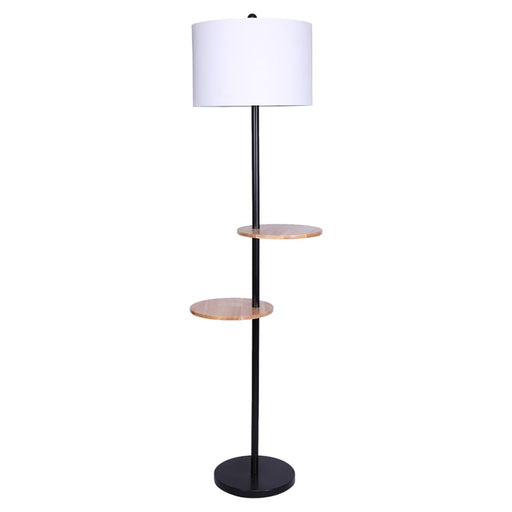 Sarantino Metal Floor Lamp Shade with Black Post in Round
