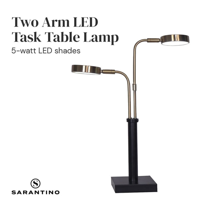 Sarantino Led Metal Table Lamp with 2 Lights Brushed Gold
