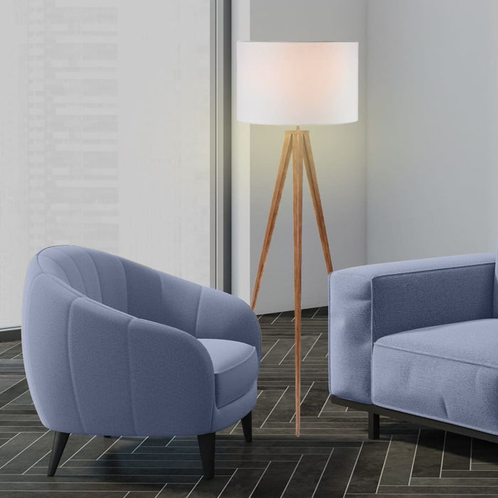 Sarantino Metal Tripod Floor Spot Lamp Shade Drum in Wooden