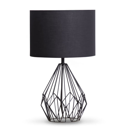 Sarantino Metal Wire Table Lamp In Black Finish With Drum