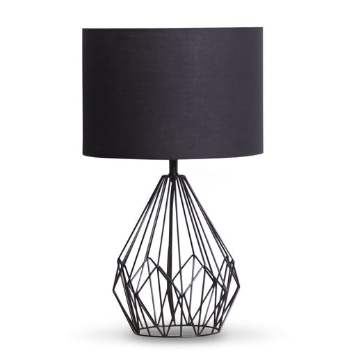 Sarantino Metal Wire Table Lamp in Black Finish with Drum