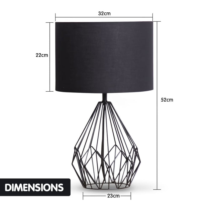 Sarantino Metal Wire Table Lamp in Black Finish with Drum