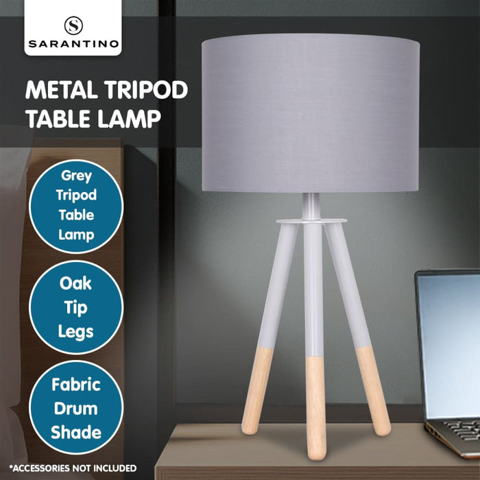 Sarantino Tripod Desk Lamp In Metal & Wood Nordic