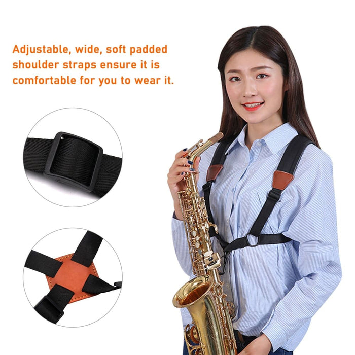 Saxophone Strap Sax Shoulder Adjustable Padded Leather