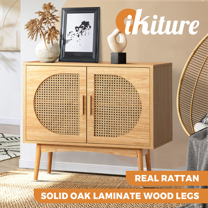 Sideboard Cabinet Buffet Rattan Furniture Cupboard Hallway Shelf Wood
