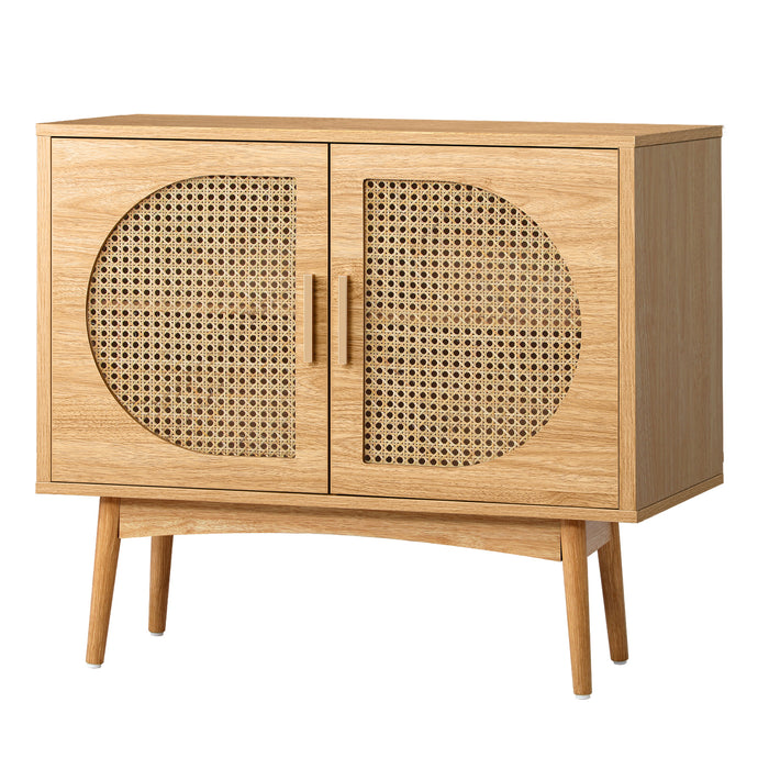 Sideboard Cabinet Buffet Rattan Furniture Cupboard Hallway Shelf Wood