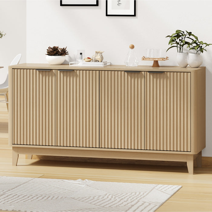 Buffet Sideboard Storage Cabinet 4 Doors Cupboard Hallway Table Natural