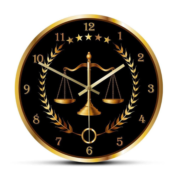 Scale of Justice Modern Wall Clock Non Ticking Timepiece