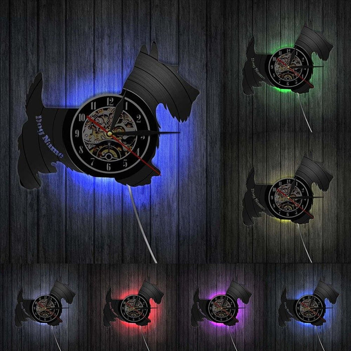 Scottie Dog Led Vinyl Record Wall Clock Scottish Terrier