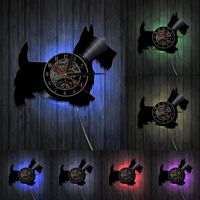 Scottie Dog Led Vinyl Record Wall Clock Scottish Terrier