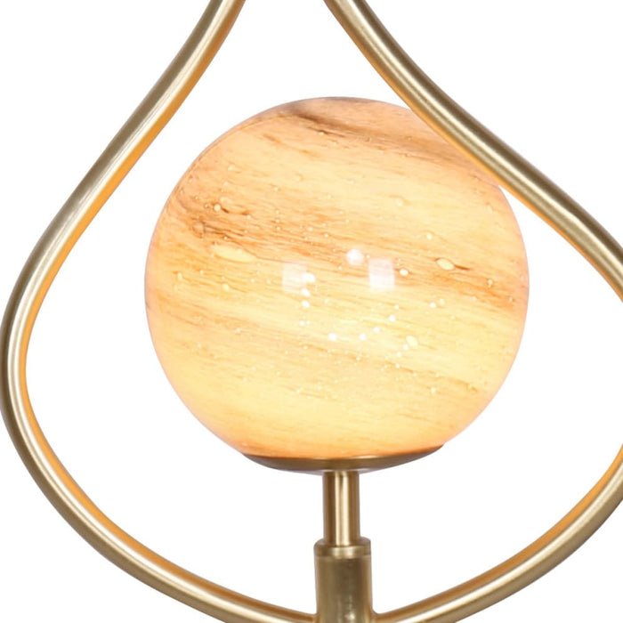 Sculptural Orange Glass Table Lamp with White Marble Base