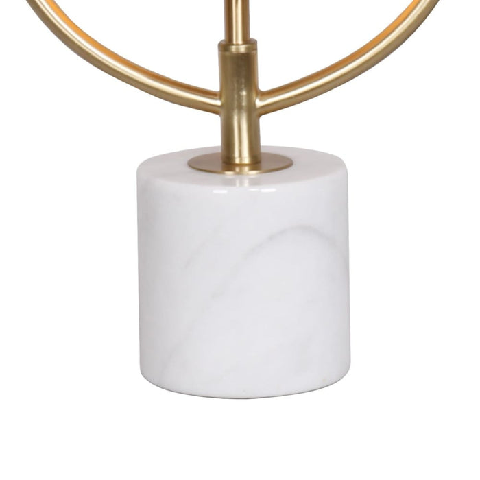 Sculptural Orange Glass Table Lamp with White Marble Base