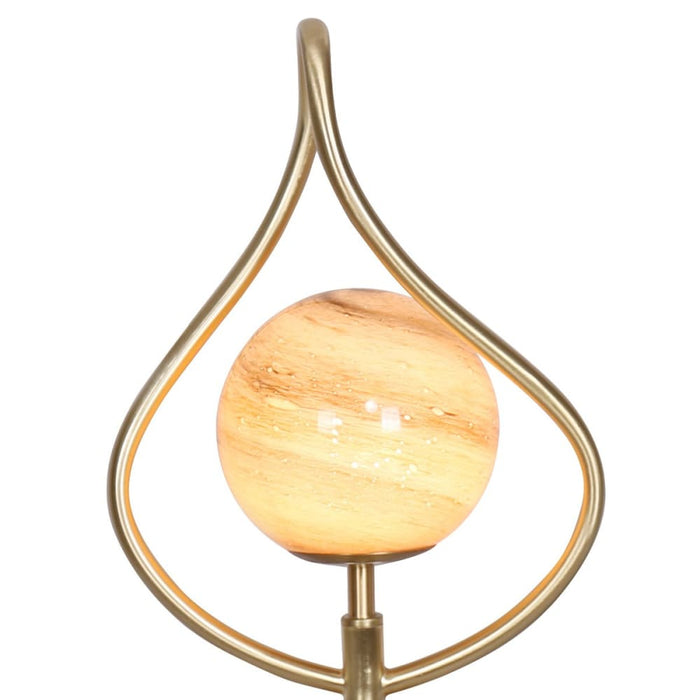 Sculptural Orange Glass Table Lamp with White Marble Base