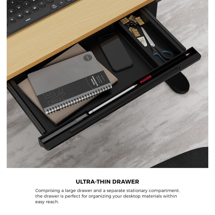 120Cm Electric Standing Desk With Drawer Height Adjustable Black & Oak