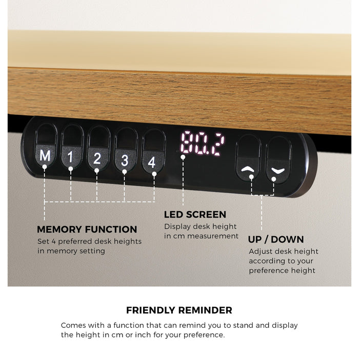 120Cm Electric Standing Desk With Drawer Height Adjustable Black & Oak