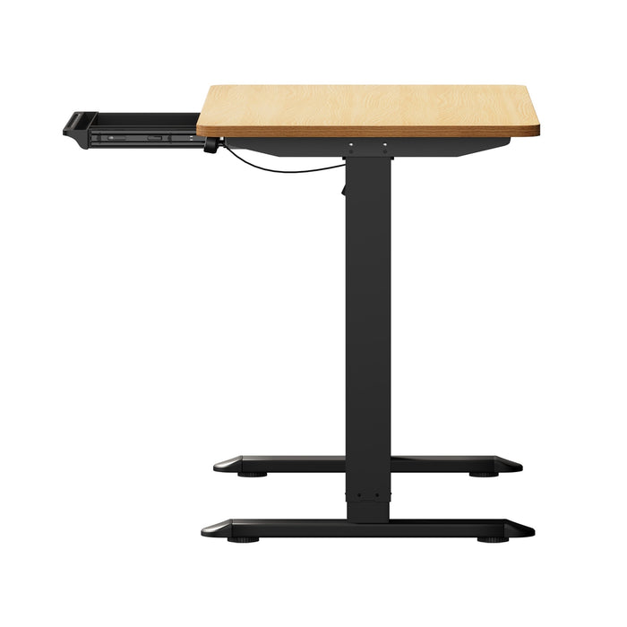 120Cm Electric Standing Desk With Drawer Height Adjustable Black & Oak