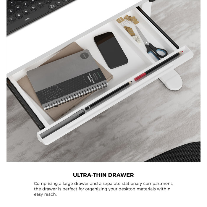 120Cm Electric Standing Desk With Drawer Adjustable Height White