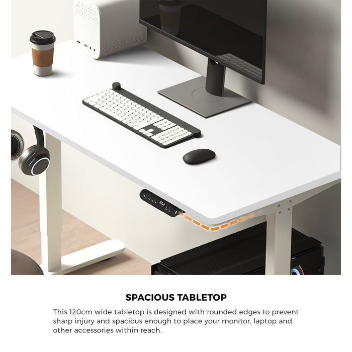 120Cm Electric Standing Desk With Drawer Adjustable Height White