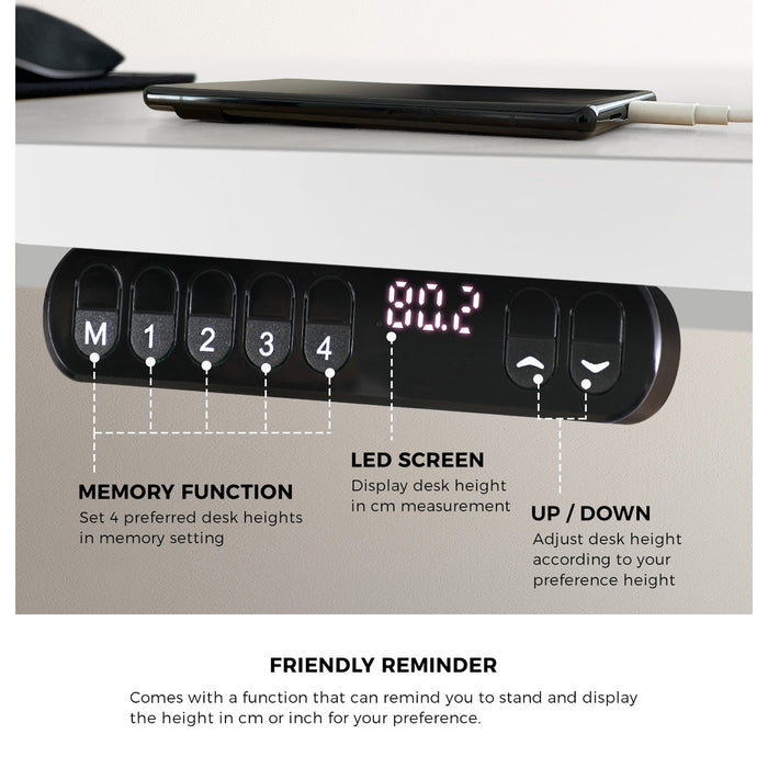 120Cm Electric Standing Desk With Drawer Adjustable Height White