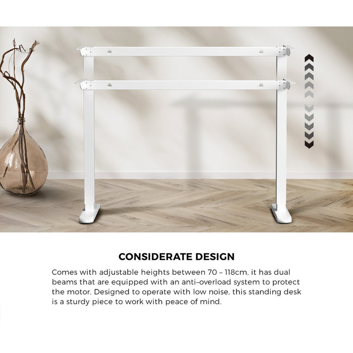120Cm Electric Standing Desk With Drawer Adjustable Height White