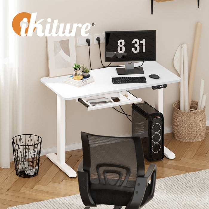 120Cm Electric Standing Desk With Drawer Adjustable Height White