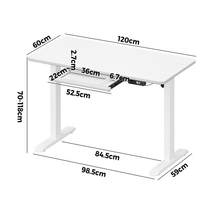 120Cm Electric Standing Desk With Drawer Adjustable Height White