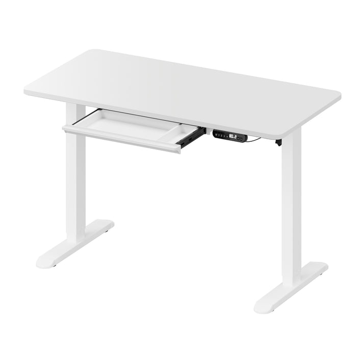 120Cm Electric Standing Desk With Drawer Adjustable Height White