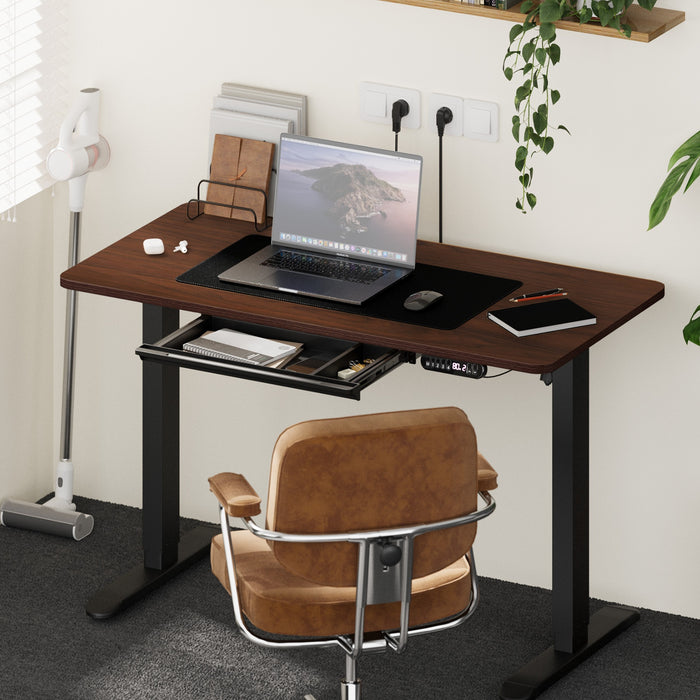 140Cm Electric Standing Desk With Drawer Adjustable Office Table Black