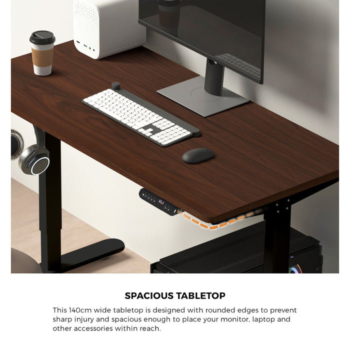 140Cm Electric Standing Desk With Drawer Adjustable Office Table Black