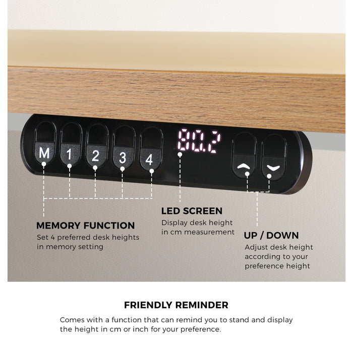 140Cm Electric Standing Desk With Drawer Adjustable Office Table White