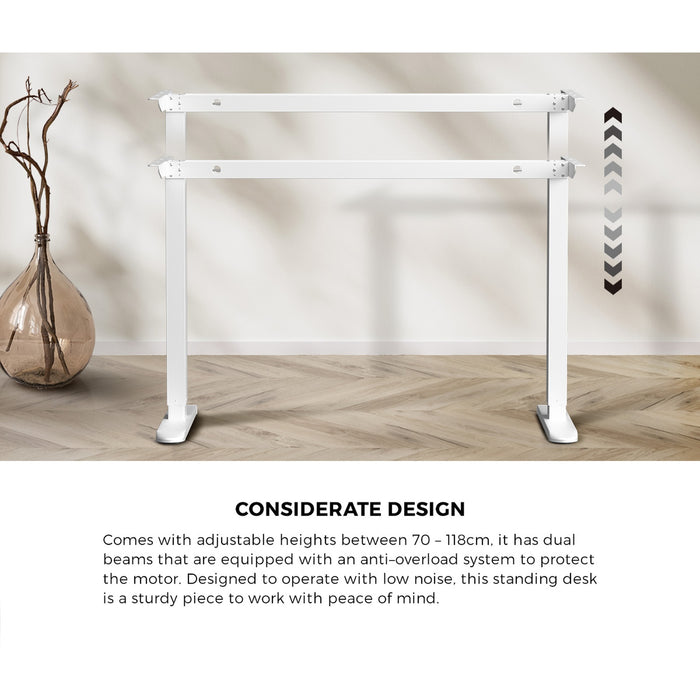140Cm Electric Standing Desk With Drawer Adjustable Office Table White