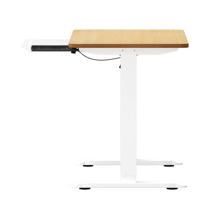 140Cm Electric Standing Desk With Drawer Adjustable Office Table White