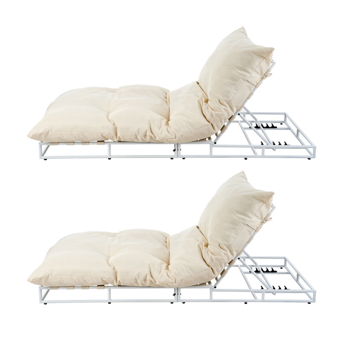 2Pcs Outdoor Sun Lounge Day Bed Patio Chairs Garden Furniture Setting