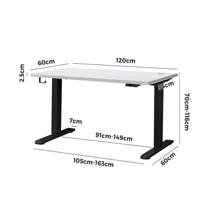 Standing Desk Electric Motorised Sit Stand Up Height Adjustable 120Cm