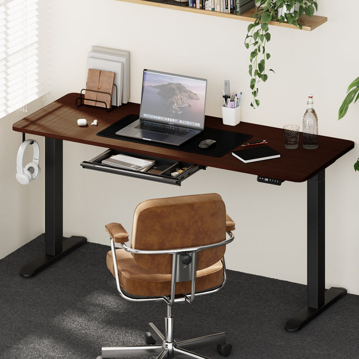 160Cm Standing Desk With Drawer Motorized Adjustable Office Table Black