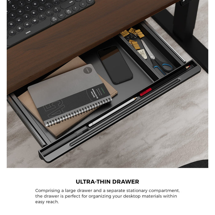 160Cm Standing Desk With Drawer Motorized Adjustable Office Table Black