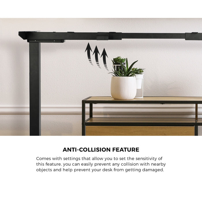 160Cm Standing Desk With Drawer Motorized Adjustable Office Table Black