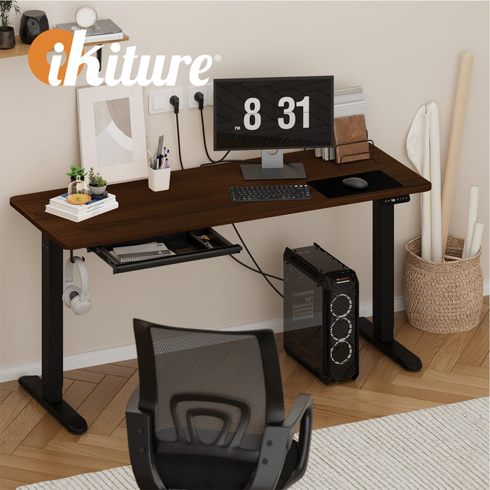 160Cm Standing Desk With Drawer Motorized Adjustable Office Table Black