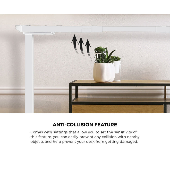 160Cm Electric Standing Desk W / Drawer Motorised Adjustable Oak White