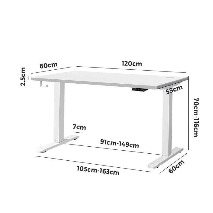 Standing Desk Height Adjustable Motorised Electric Sit Stand Table 120Cm