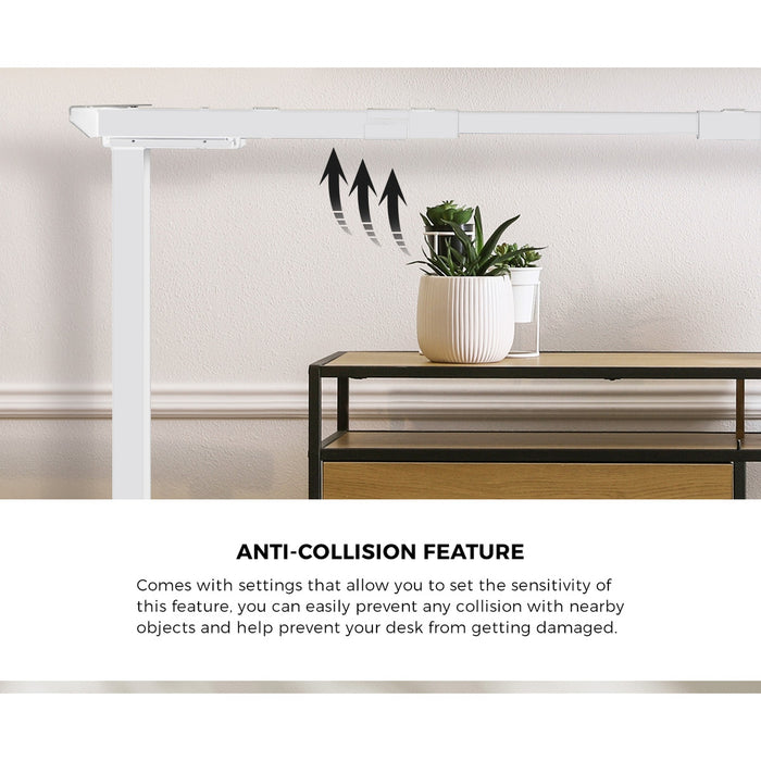 160Cm Standing Desk With Drawer Motorized Adjustable Office Table White