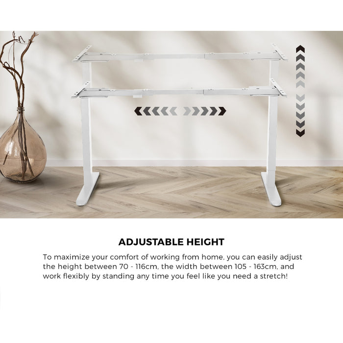 160Cm Standing Desk With Drawer Motorized Adjustable Office Table White