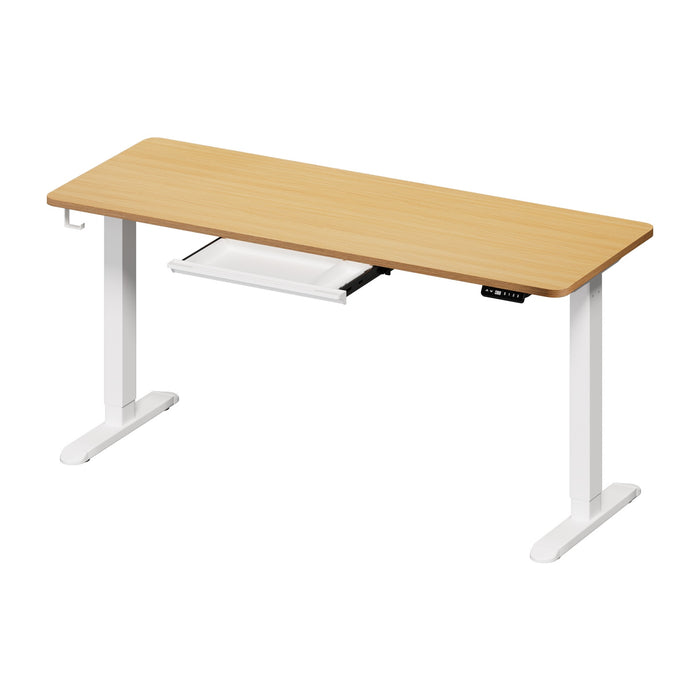 160Cm Standing Desk With Drawer Motorized Adjustable Office Table White